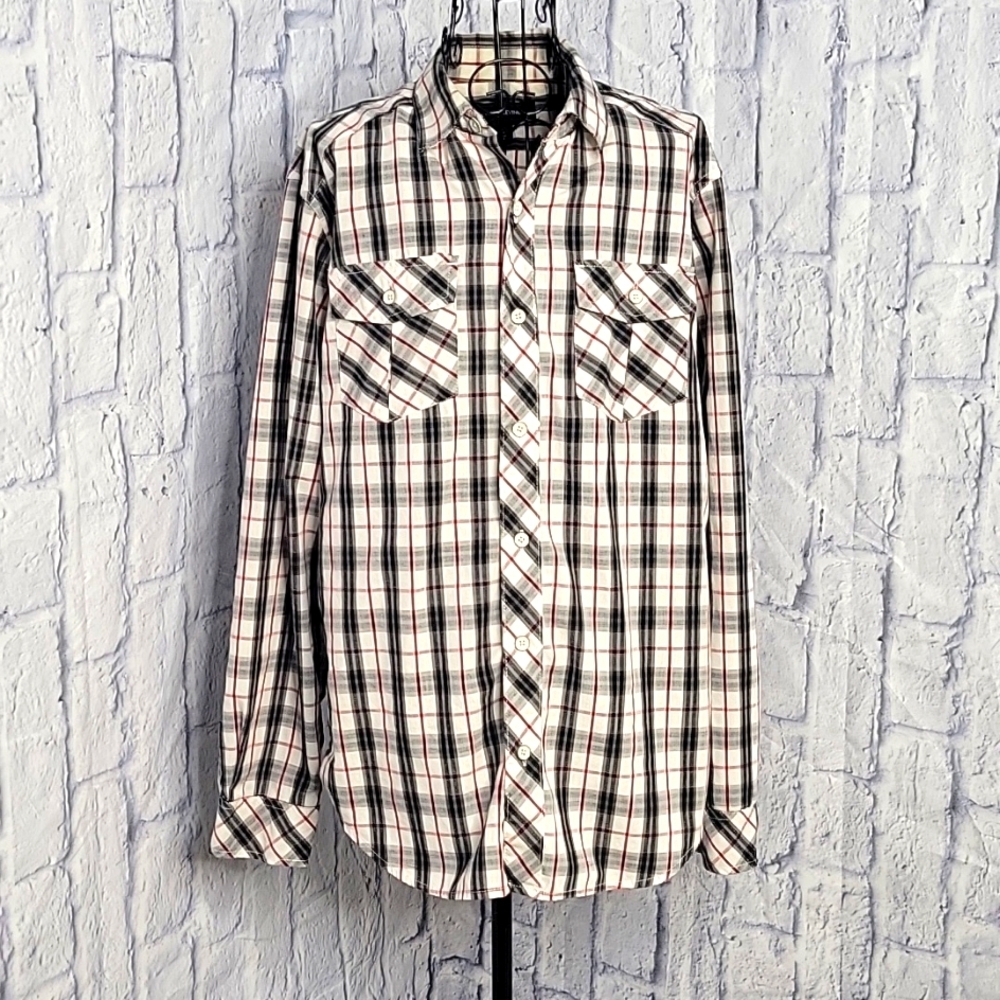 ADAM LEVINE Plaid‎ Button Up Men's Western Shirt Medium